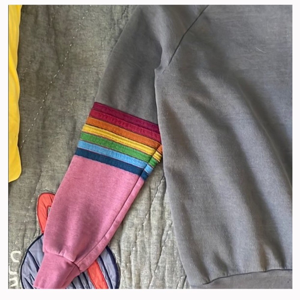 Aviator Nation Rainbow Stitch Sweatshirt M : Faded colors